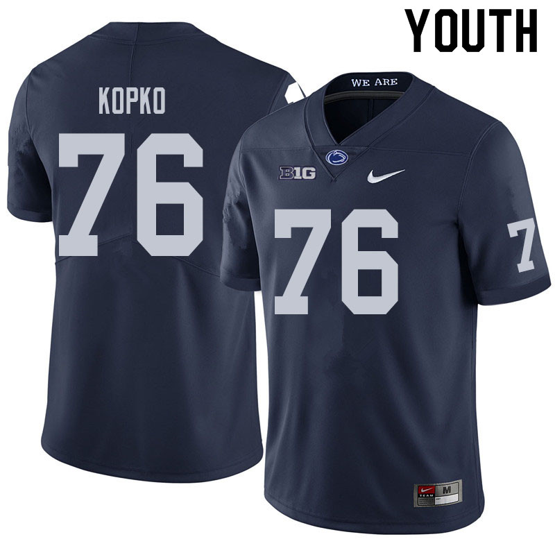 Youth #76 Justin Kopko Penn State Nittany Lions College Football Jerseys Sale-Navy
